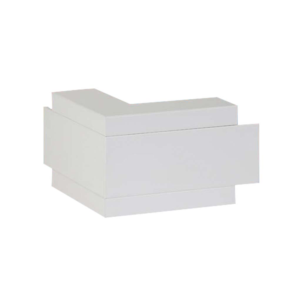 Ausseneck zu Brüstungskanal BR 65x200/80T BR-AEV, Verstellbereich +/- 10°, Schenkellänge = 180mm, Kunststoff reinweiss RAL 9010	
