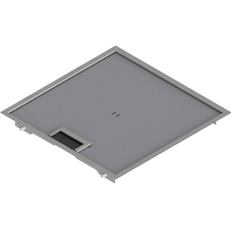 Doppelboden-Auslass DBR 320 aus Chromstahl inkl. Deckel (SVZ) mit 5mm Vertiefung, Rand und 1 Bürstenauslass