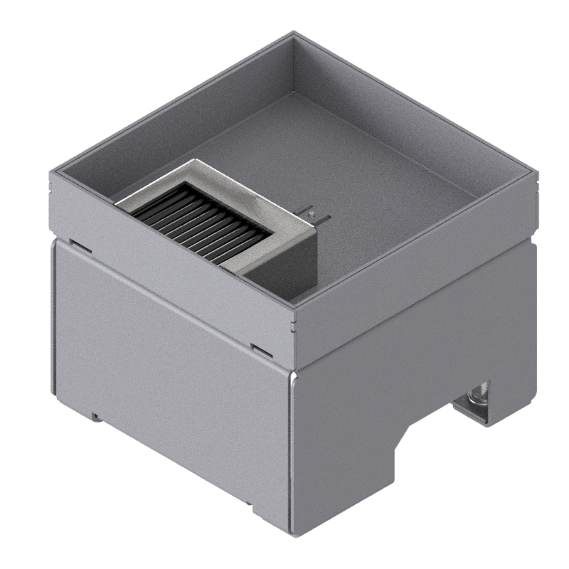 Boîte de sol UBD 130 en acier inoxydable, couvercle  avec bord, fermé, évidement de 25mm et 1 sortie de brosse inclus 