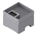 Unterflur-Bodendose UBD 130 aus Chromstahl inkl. Deckel mit Kante, geschlossen, 25mm Vertiefung und 1 Bürstenauslass