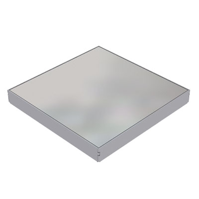 Doppelboden-Auslass DBK 160 aus Chromstahl inkl. belegtem Blinddeckel, mit Kante