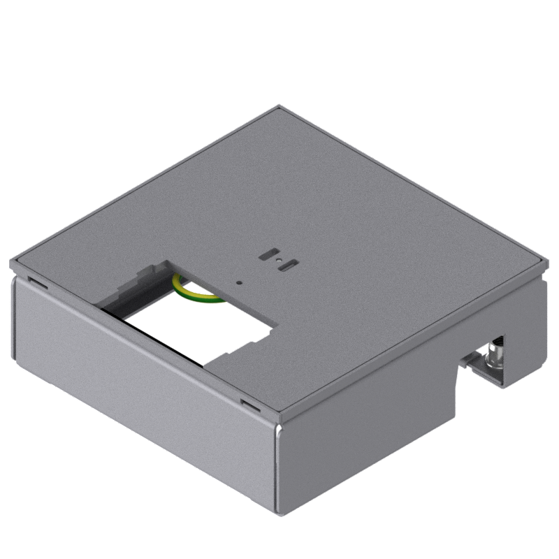 [UBD 167 001] Boîte de sol UBD 160 small en acier inoxydable avec couvercle en 4mm AGS, sans bord (de protection), avec découpe