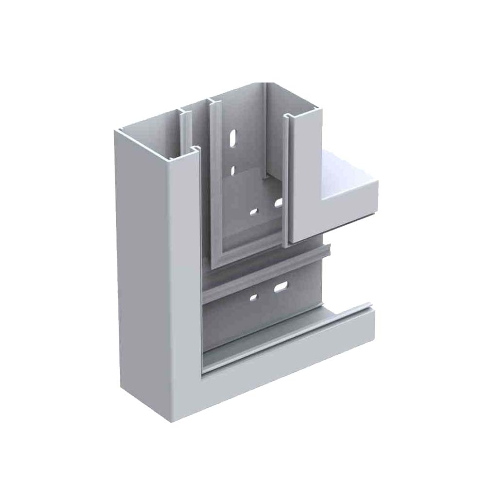 Flachwinkel zu Brüstungskanal BR 60x130/80 BR-FW, Gehrungsformteil, Schenkellänge = 200mm, Kunststoff reinweiss RAL 9010