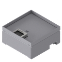 Schwerlast-Unterflur-Bodendose UBD 210 aus Chromstahl inkl. Deckel mit Kante, geschlossen, 4mm Verstärkungsplatte, 16mm Vertiefung und 1 Bürstenauslass