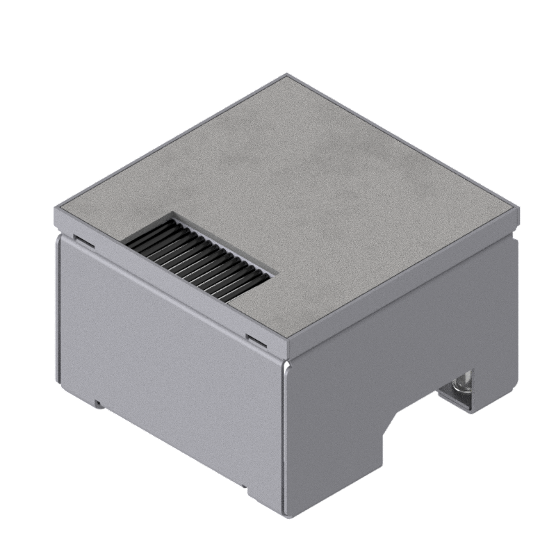 [UBD 132 163] Boîte de sol pour charges lourdes UBD 130 en acier inoxydable, couvercle et plaque de renforcement de 4 mm et 1 sortie de brosse inclus