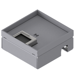 [UBD 167 162] Schwerlast-Unterflur-Bodendose UBD 160 small aus Chromstahl inkl. Deckel mit Kante, geschlossen, 4mm Verstärkungsplatte, 16mm Vertiefung und 1 Bürstenauslass