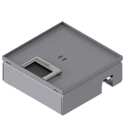 [UBD 167 052] Boîte de sol UBD 160 small en acier inoxydable, couvercle, plate (AGS), sans bord, évidement de 5mm et 1 sortie de brosse inclus