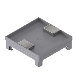 [UBD 215 210] Unterflur-Bodendose UBD 210 small aus Chromstahl inkl. Deckel mit Kante, 15mm Vertiefung und 2 Schnurauslässen