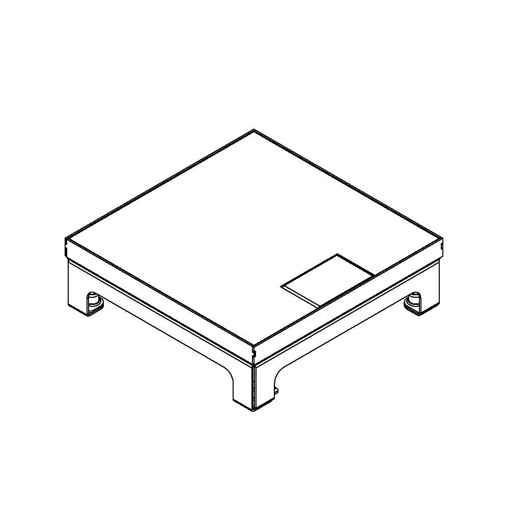 Unterflur-Bodendose UBD 210 small aus Chromstahl inkl. belegtem Deckel und 1 Schnurauslass