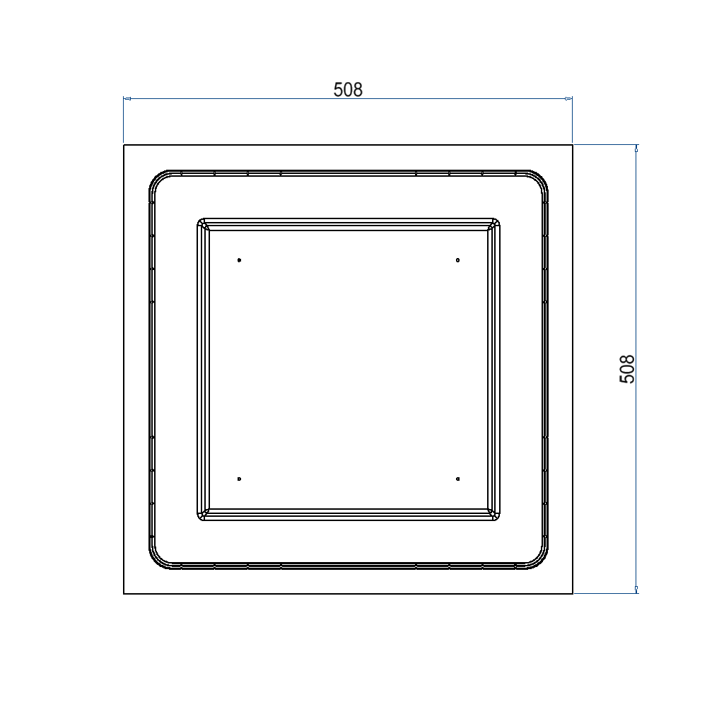 Kunststoff-Einbaubox, schwarz, zu UBD 320, oben: 330x330mm, unten: 508x508mm, H: 150mm