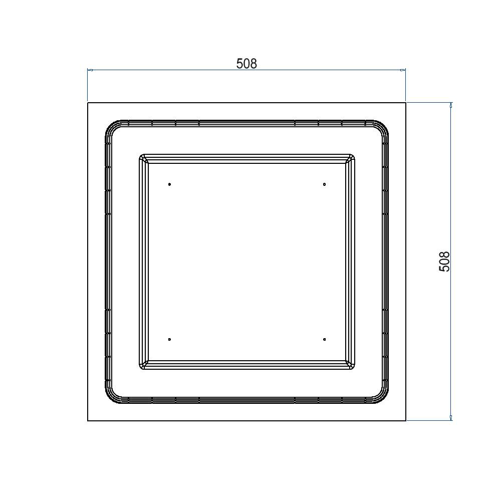 Kunststoff-Einbaubox, schwarz, zu UBD 320, oben: 330x330mm, unten: 508x508mm, H: 192mm