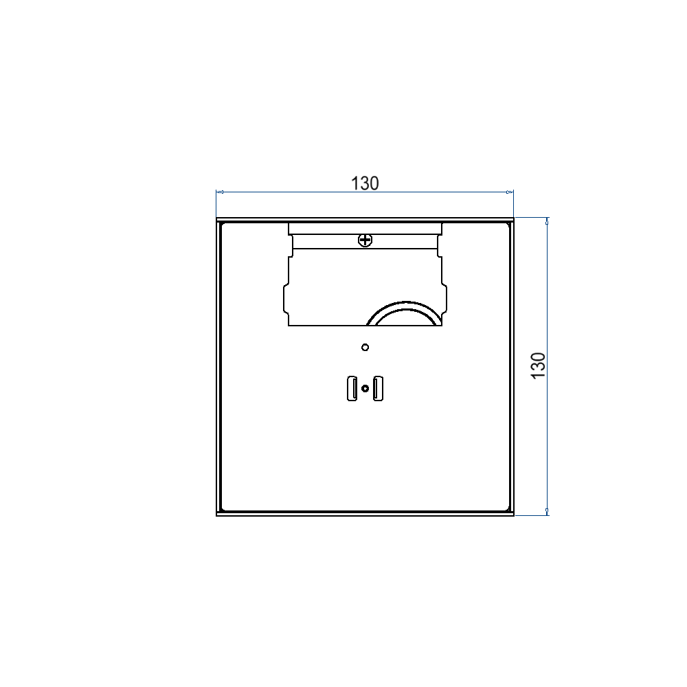 Unterflur-Bodendose UBD 130 ohne Schutzkante inkl. belegtem Deckel mit Ausschnitt aus 4mm SVZ 