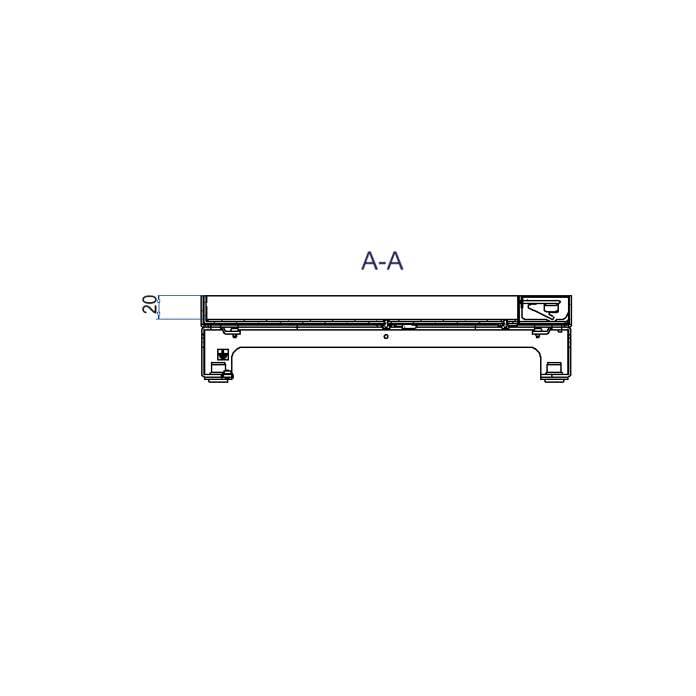 Unterflur-Bodendose UBD 320 aus Chromstahl inkl. Deckel mit Kante, 20mm Vertiefung und 1 Schnurauslass