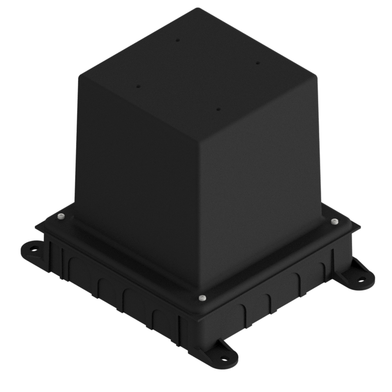Kunststoff-Einbaubox schwarz zu UBD 130,oben: 140x140mm, unten: 180x230mm, H: 185mm