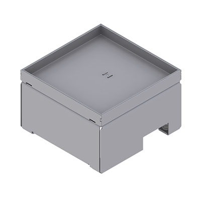 Boîte de sol UBD 160 en acier inoxydable avec couvercle avec bord, fermé, évidement de 15mm inclus