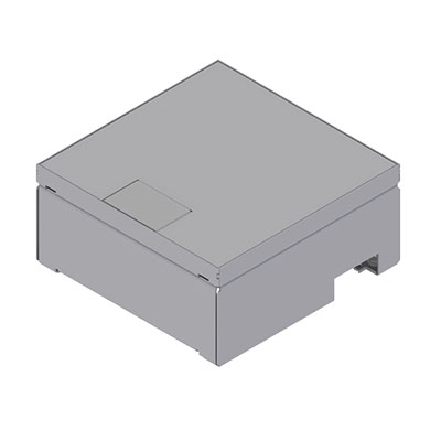 Boîte de sol UBD 210 en acier inoxydable avec couvercle, évidement de 15mm et 1 sortie de cordon inclus