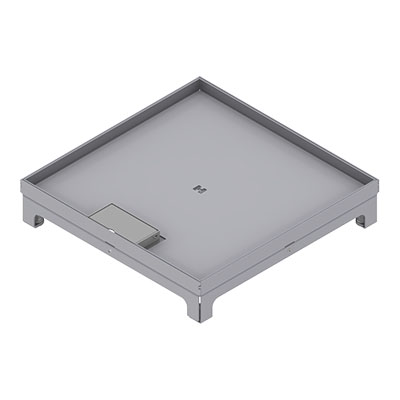 [UBD 320 315] Unterflur-Bodendose UBD 320 aus Chromstahl inkl. Deckel mit Kante, 15mm Vertiefung und 1 Schnurauslass