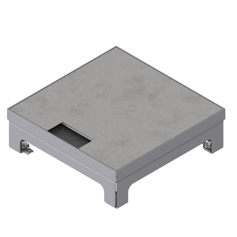 Boîte de sol UBD 210 small en acier inoxydable avec couvercle et 1 sortie de brosse inclus