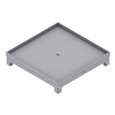 [UBD 320 319] Unterflur-Bodendose UBD 320 aus Chromstahl inkl. Blinddeckel mit Kante, 15mm Vertiefung