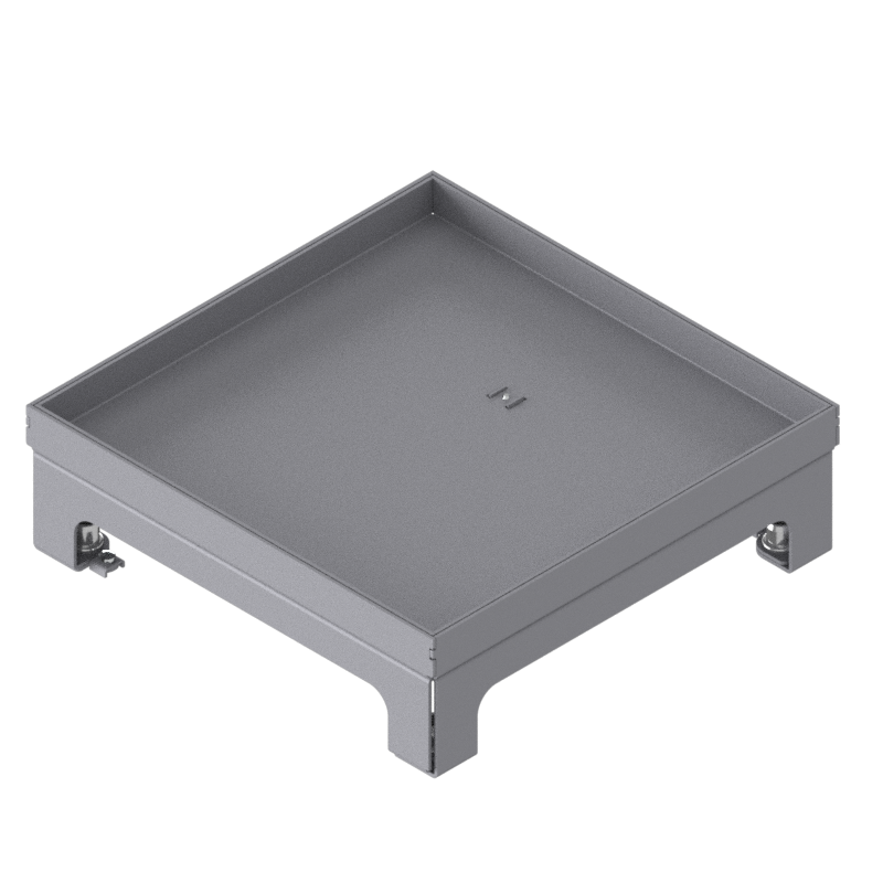 Boîte de sol UBD 210 small en acier inoxydable couvercle avec bord, fermé, évidement de 15mm inclus