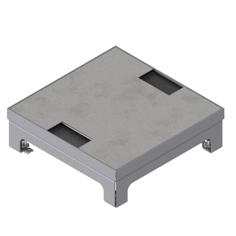 Boîte de sol UBD 210 small en acier inoxydable avec couvercle et 2 sortie de brosse inclus