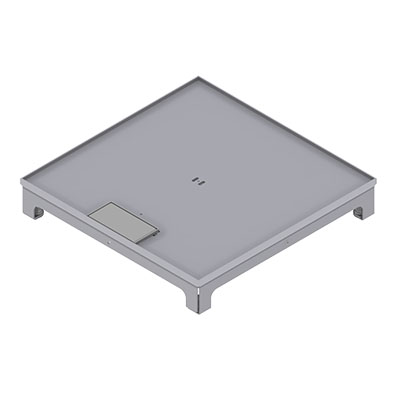 [UBD 322 315] Boîte de sol UBD 320 en acier inoxydable, couvercle inclus, plate (AGS), sans bord, évidement de 5mm et 1 sortie de cordon inclus