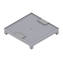 Boîte de sol UBD 320 en acier inoxydable, couvercle, plate (AGS), sans bord, évidement de 5mm et 2 sorties de cordon inclus