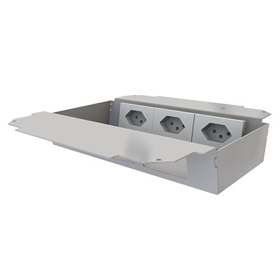 [UBD 261 267] Steckdoseneinsatz horizontal für 2x3 FLF inkl. 3x 1xT13, weiss