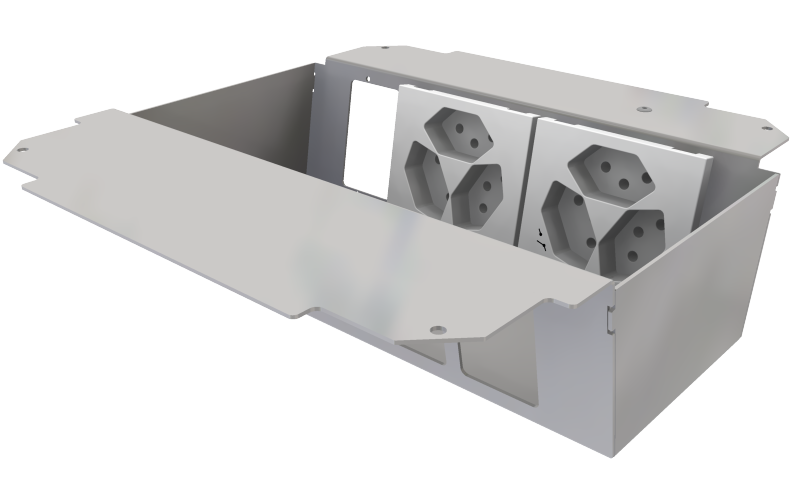 Steckdoseneinsatz vertikal für 2x5 FLF inkl. 1x 3xT13, weiss, und 1x 3xT13/s, weiss