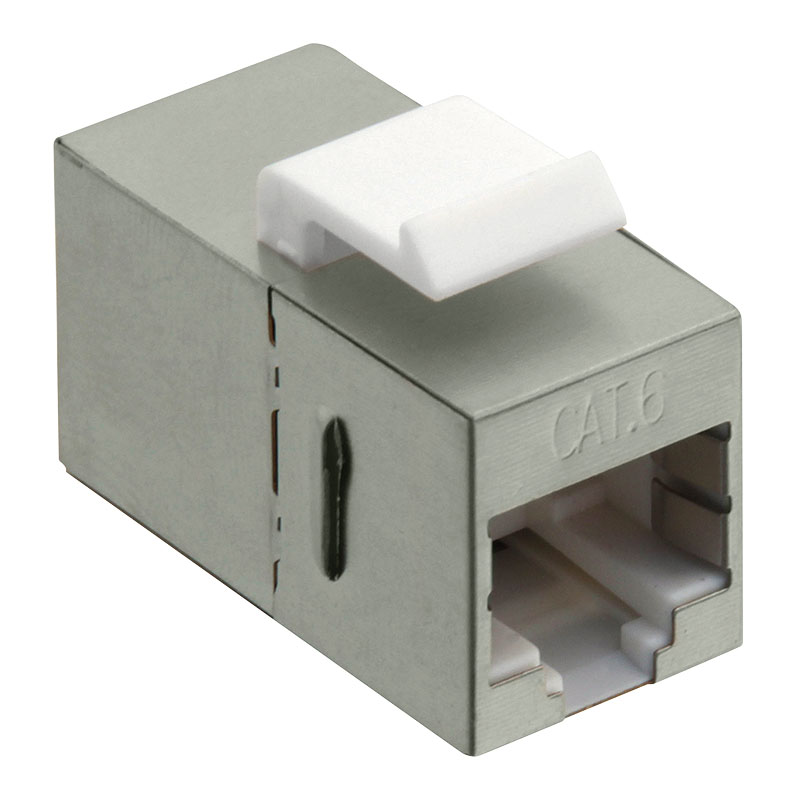 Keystone Verbinder RJ45 Cat.6 voll geschirmt mit Einrastung, silber, 