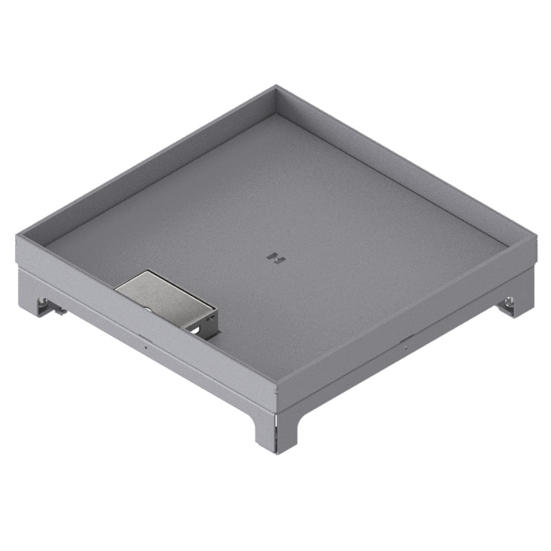 [UBD 324 251] Unterflur-Bodendose UBD 320 aus Chromstahl inkl. Deckel mit Kante, 25mm Vertiefung und 1 Schnurauslass
