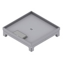 [UBD 260 255] Boîte de sol UBD 260 en acier inoxydable couvercle avec bord, fermé, évidement de 15mm et 1 sortie de cordon inclus