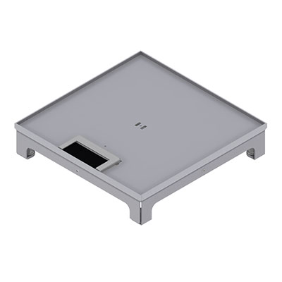 [UBD 262 256] Boîte de sol UBD 260 en acier inoxydable, couvercle inclus, plate (AGS), sans bord, évidement de 5mm et 1 sortie de brosse inclus