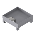 [UBD 217 301] Boîte de sol UBD 210 small en acier inoxydable, couvercle avec bord, fermé, évidement de 30mm et 1 sortie de cordon inclus