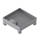 [UBD 217 251] Boîte de sol UBD 210 small en acier inoxydable, couvercle avec bord, fermé, évidement de 25mm et 1 sortie de cordon inclus