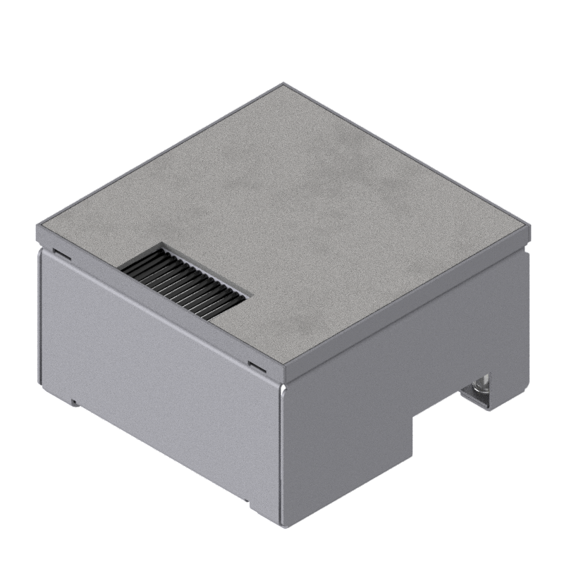 Boîte de sol pour charges lourdes UBD 160 en acier inoxydable, couvercle et plaque de renforcement de 4 mm et 1 sortie de brosse inclus