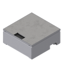 Schwerlast-Unterflur-Bodendose UBD 210 aus Chromstahl inkl. belegtem Deckel aus Chromstahl, geschliffen, mit 4mm Verstärkungsplatte und 1 Bürstenauslass